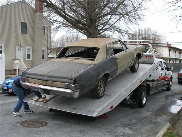 1965 GTO on flatbed 1965 GTO project