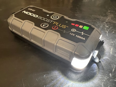 Noco battery jump pack with LED flashlight