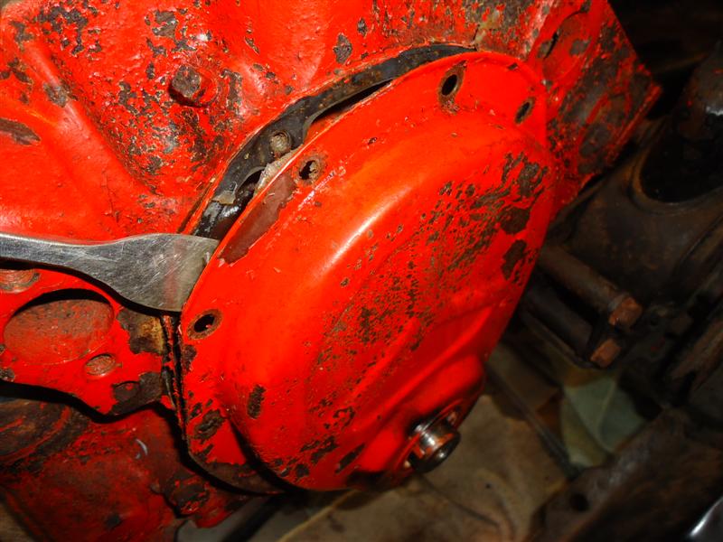engine disassembly 327 Chevy remove timing cover small block 327