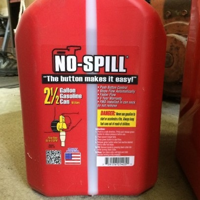 no spill gas can for garage shop