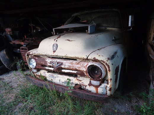 1956 Ford pickup truck in barn