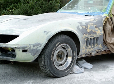 stripping paint off an old car