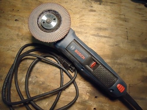 angle grinder and attachments for automotive repair Bosch angle grinder with flap disc