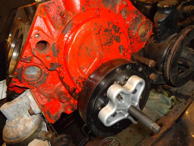 harmonic balancer removal small-block Chevy engine disassembly 327