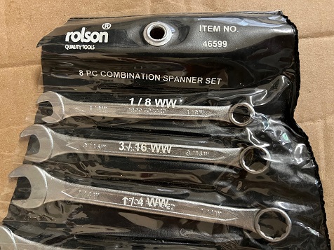 Whitworth combination spanner set sizes 1/8W through 9/16W tools needed to remove and install British fasteners